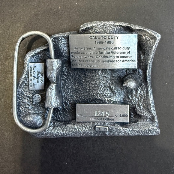 VFW Call To Duty Belt Buckle 1995 1996 Limited Edition Numbered 1245 of 5000